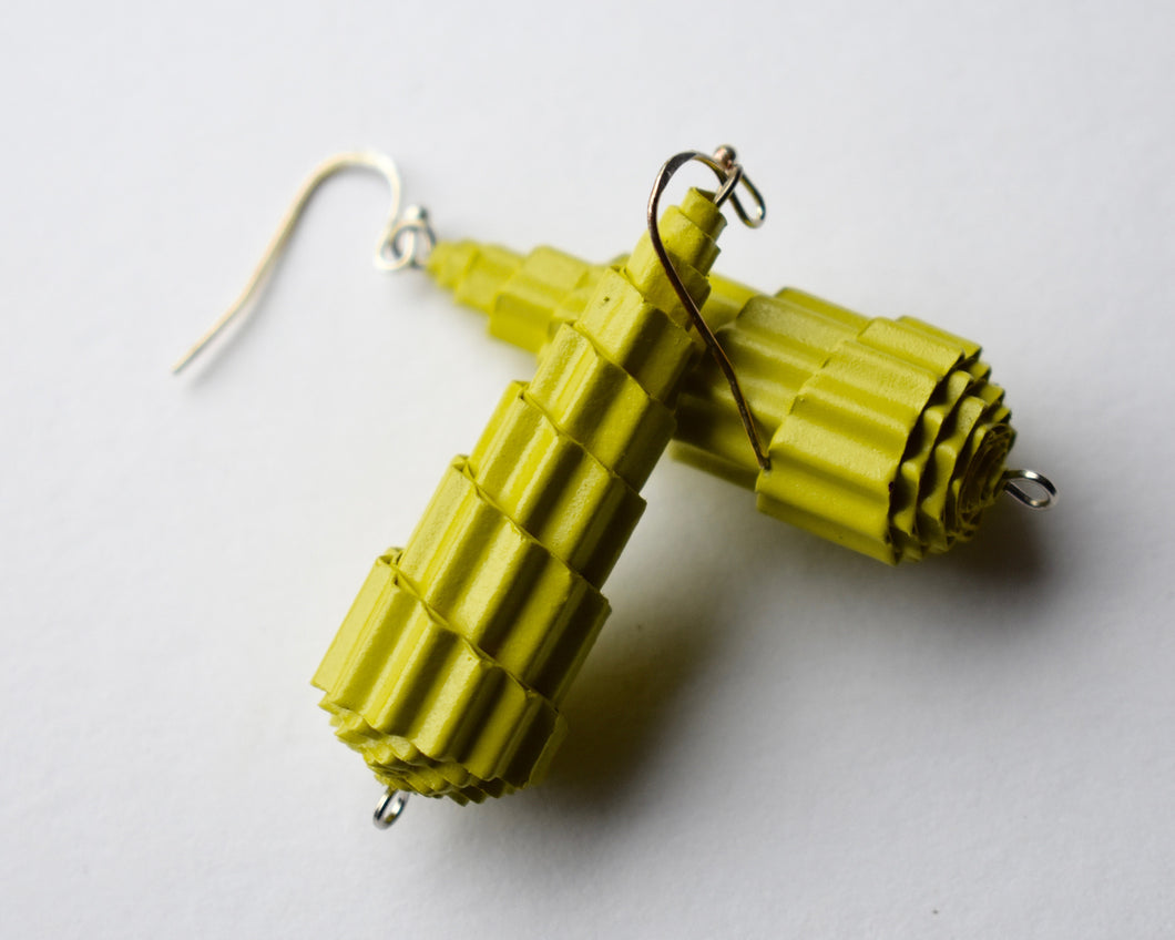 Yellow Mona Paper Earrings by Babelfish Jewelry