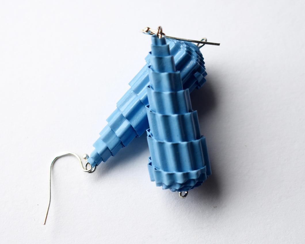 Blue Mona Paper Earrings by Babelfish Jewelry