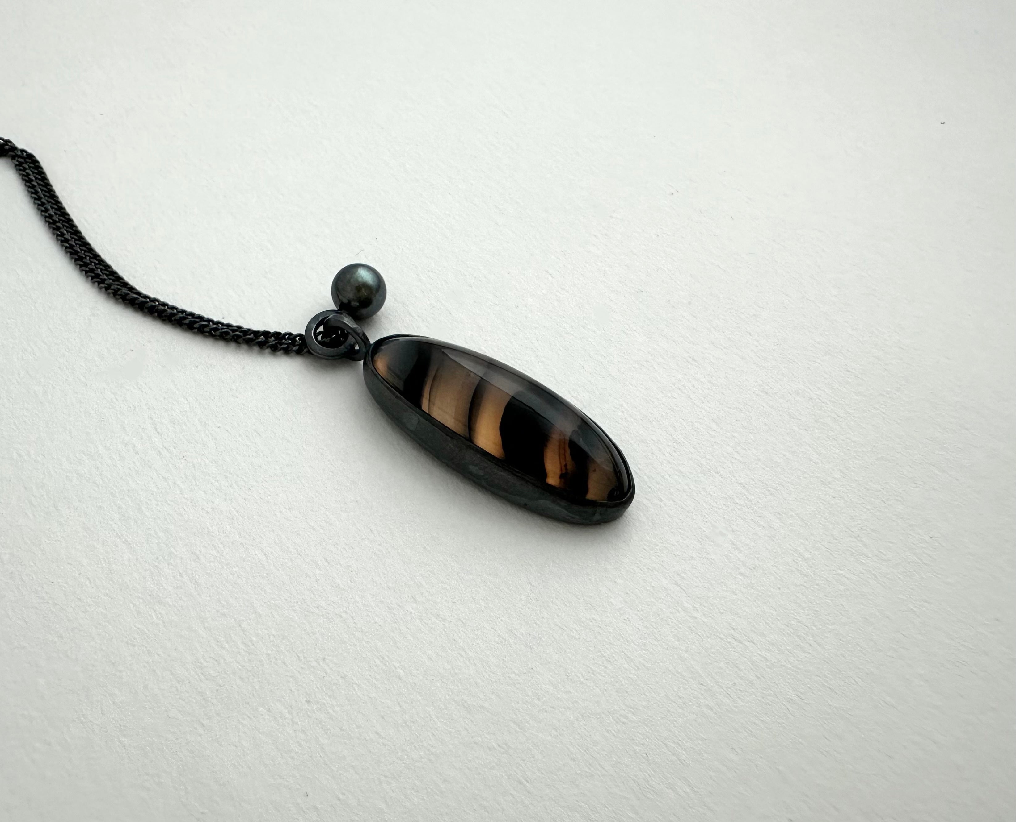 Agate and Pearl Necklace by Kara Hetz