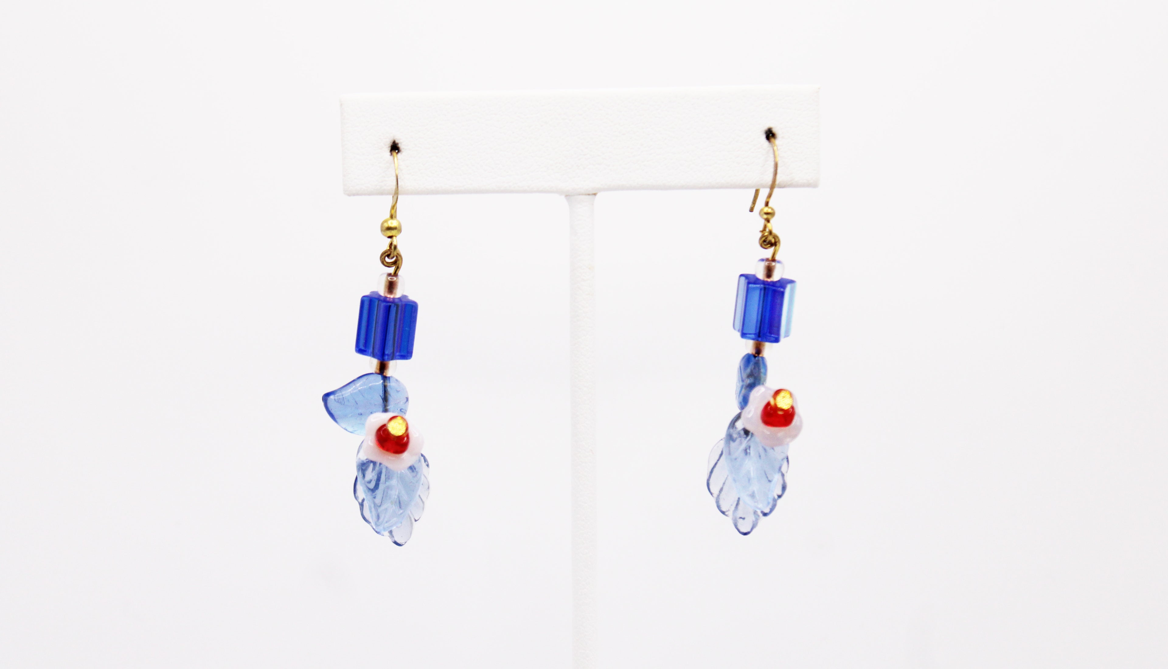Shadows of Green Earrings - Blue Drops Flowers by Jennifer Lipman-Bartel