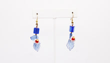 Load image into Gallery viewer, Shadows of Green Earrings - Blue Drops Flowers by Jennifer Lipman-Bartel
