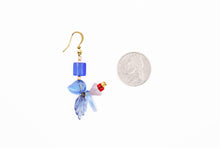 Load image into Gallery viewer, Shadows of Green Earrings - Blue Drops Flowers by Jennifer Lipman-Bartel
