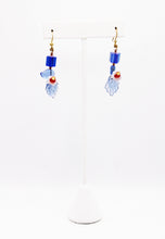 Load image into Gallery viewer, Shadows of Green Earrings - Blue Drops Flowers by Jennifer Lipman-Bartel
