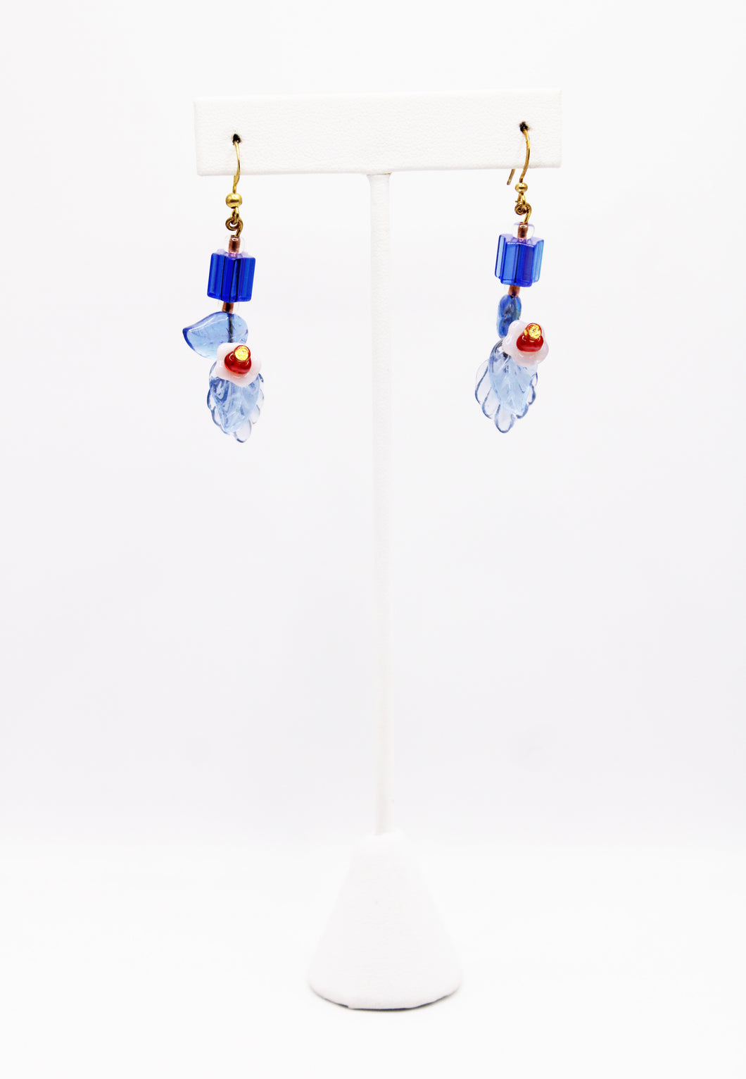 Shadows of Green Earrings - Blue Drops Flowers by Jennifer Lipman-Bartel