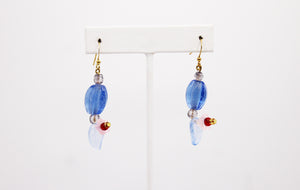 Shadows of Green Earrings - Blue Drop Flowers and Bulbs by Jennifer Lipman-Bartel