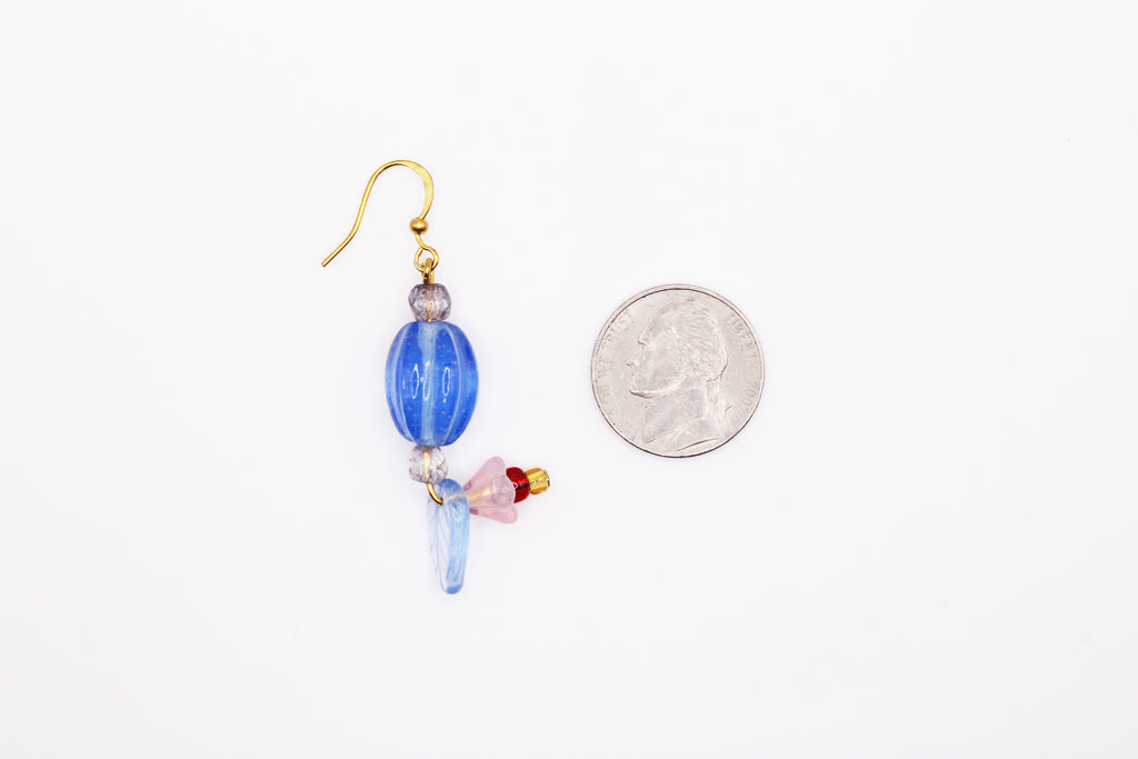 Shadows of Green Earrings - Blue Drop Flowers and Bulbs by Jennifer Lipman-Bartel
