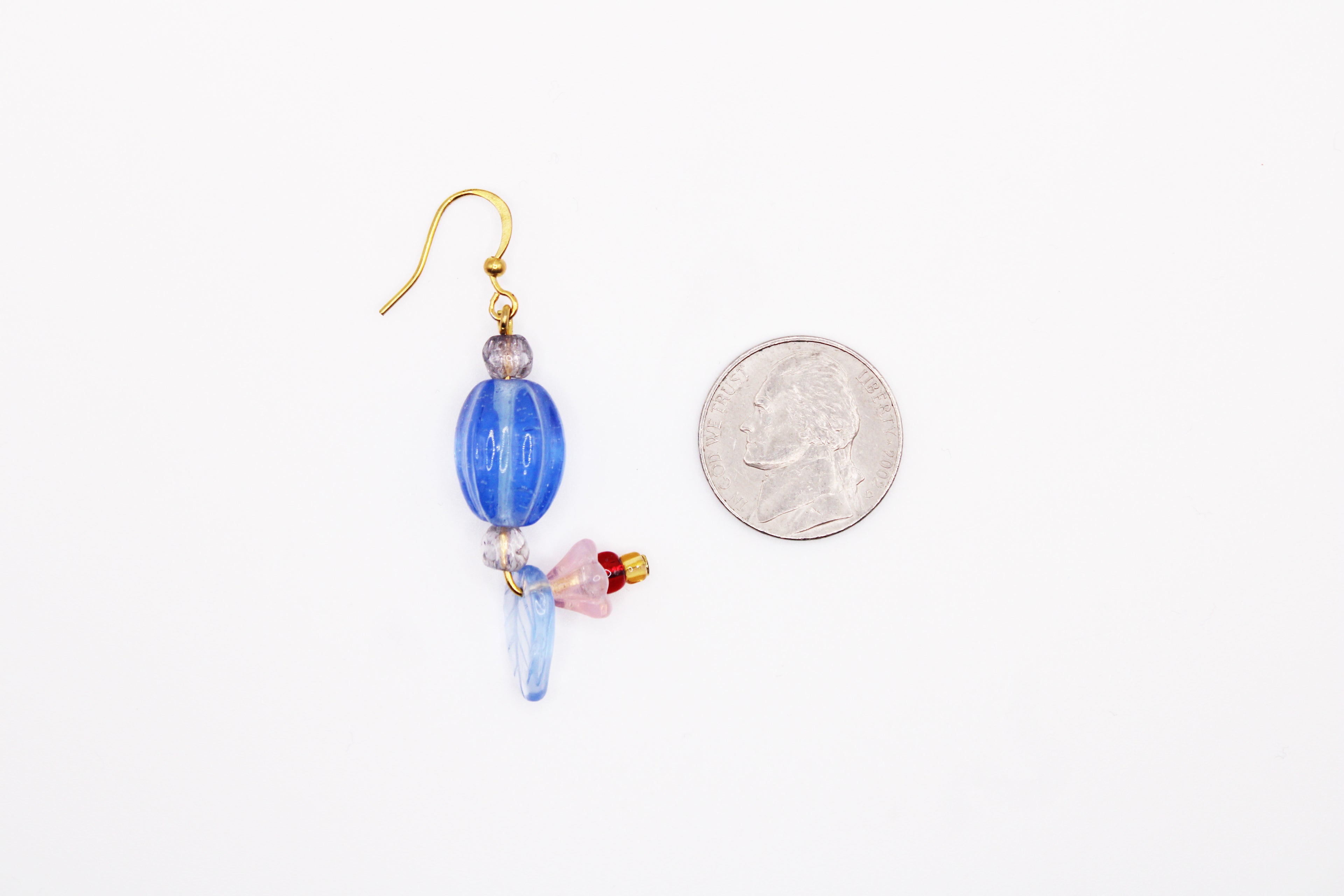 Shadows of Green Earrings - Blue Drop Flowers and Bulbs by Jennifer Lipman-Bartel