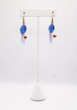 Load image into Gallery viewer, Shadows of Green Earrings - Blue Drop Flowers and Bulbs by Jennifer Lipman-Bartel
