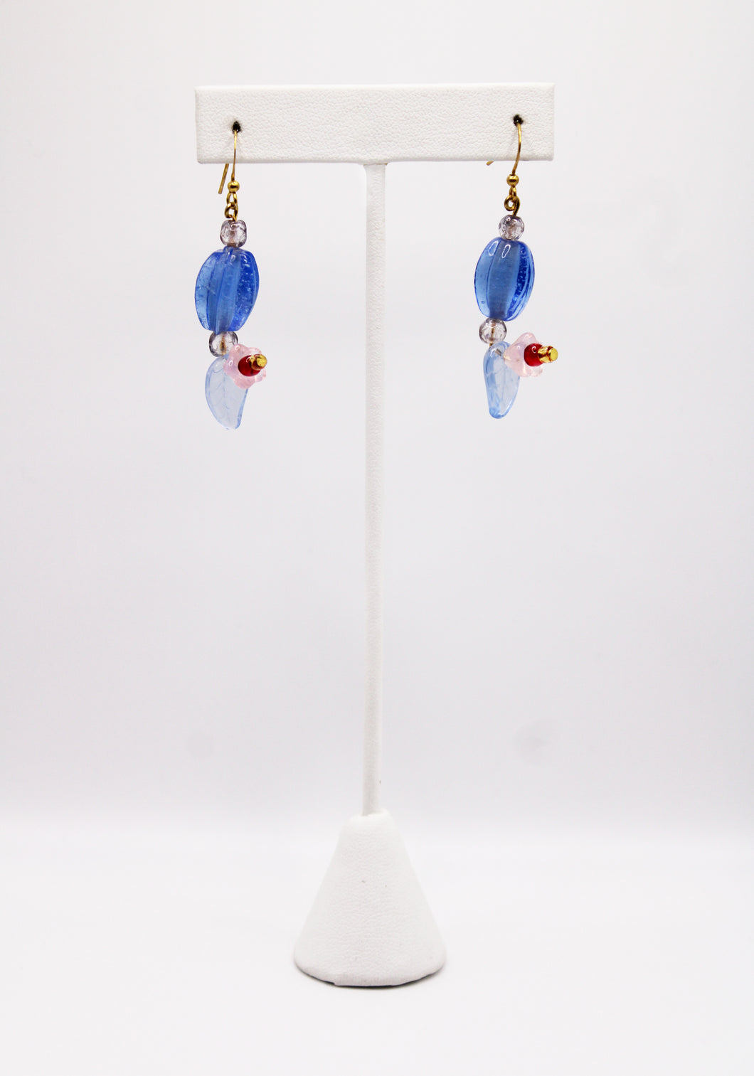 Shadows of Green Earrings - Blue Drop Flowers and Bulbs by Jennifer Lipman-Bartel