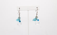 Load image into Gallery viewer, Shadows of Green Earrings - Blue Leaves and Clear Bulbs by Jennifer Lipman-Bartel
