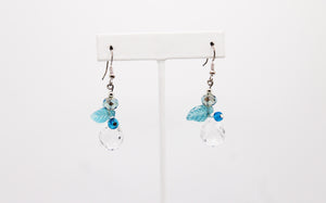 Shadows of Green Earrings - Blue Leaves and Clear Bulbs by Jennifer Lipman-Bartel