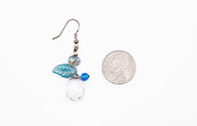 Load image into Gallery viewer, Shadows of Green Earrings - Blue Leaves and Clear Bulbs by Jennifer Lipman-Bartel
