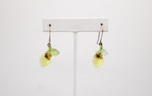 Load image into Gallery viewer, Shadows of Green Earrings - Yellow and Green Drop Flowers by Jennifer Lipman-Bartel
