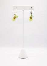 Load image into Gallery viewer, Shadows of Green Earrings - Yellow and Green Drop Flowers by Jennifer Lipman-Bartel
