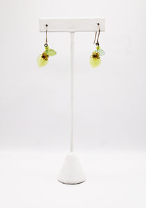 Shadows of Green Earrings - Yellow and Green Drop Flowers by Jennifer Lipman-Bartel