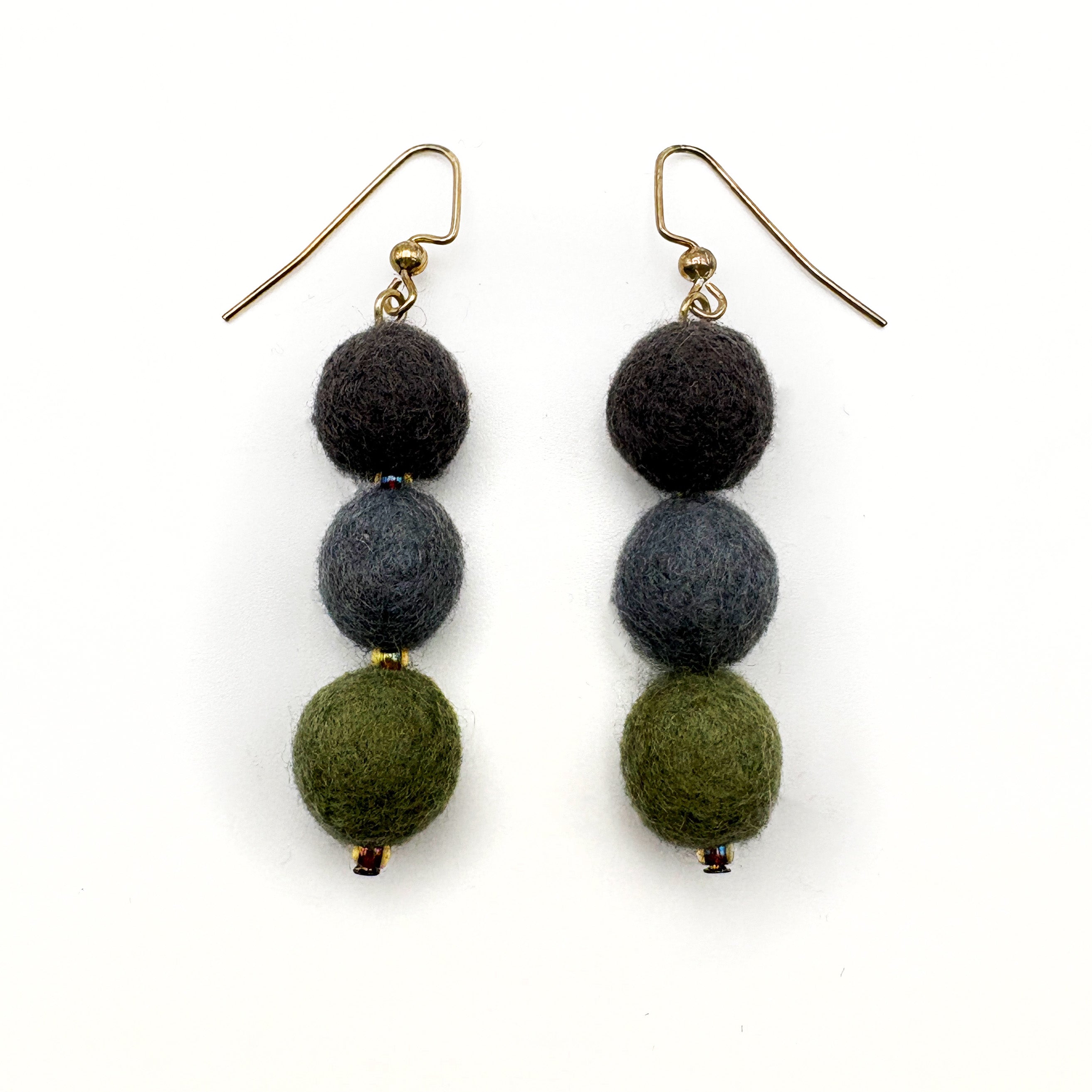 Fuzzy Ball Earrings #14 - Fog by Teresa Shields