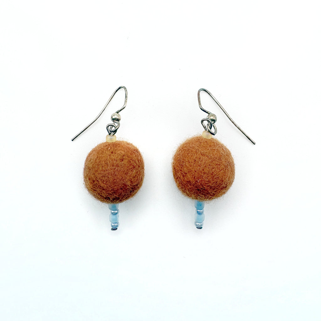 Fuzzy Ball Earrings #4 - Tangerine by Teresa Shields