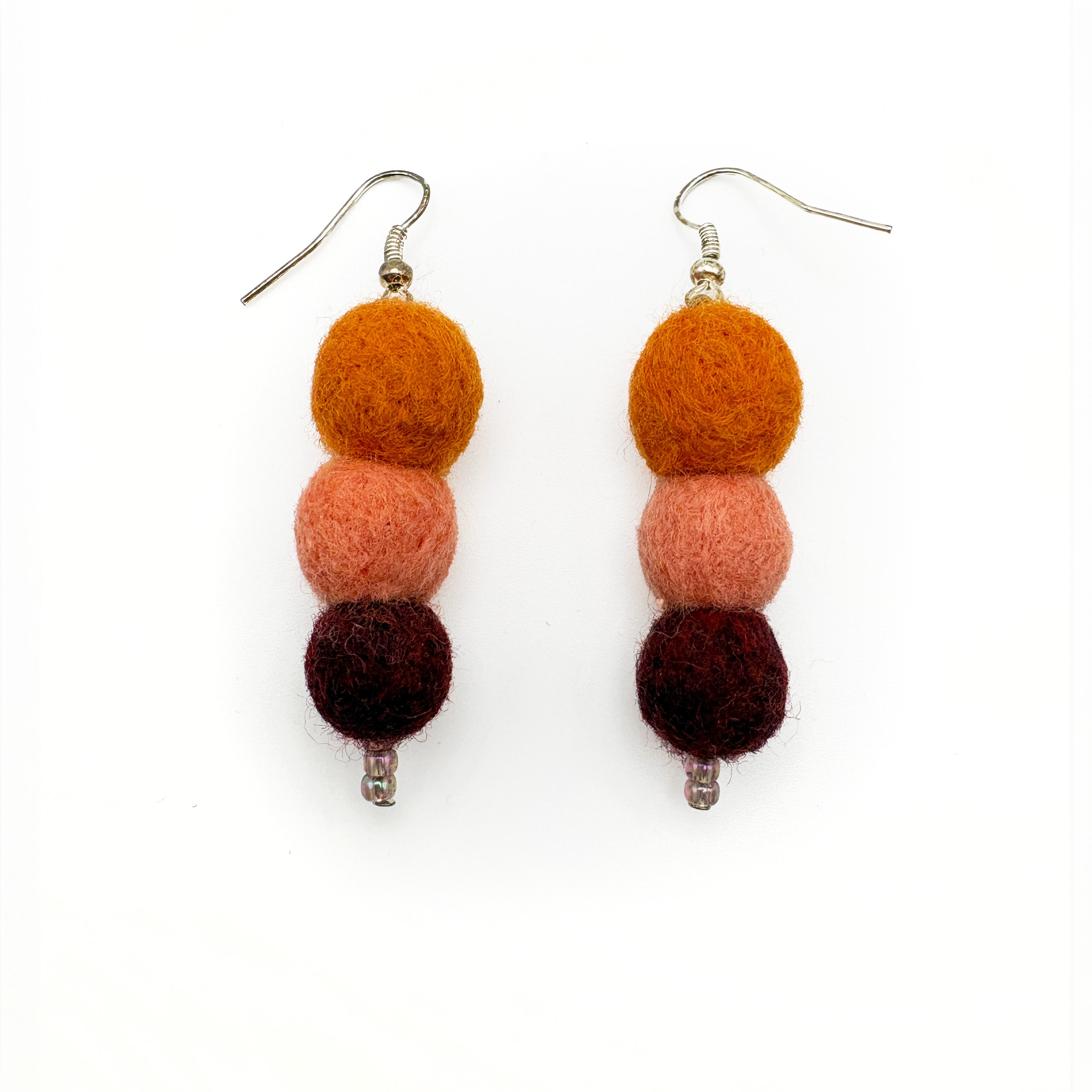 Fuzzy Ball Earrings #5 - Sunset by Teresa Shields