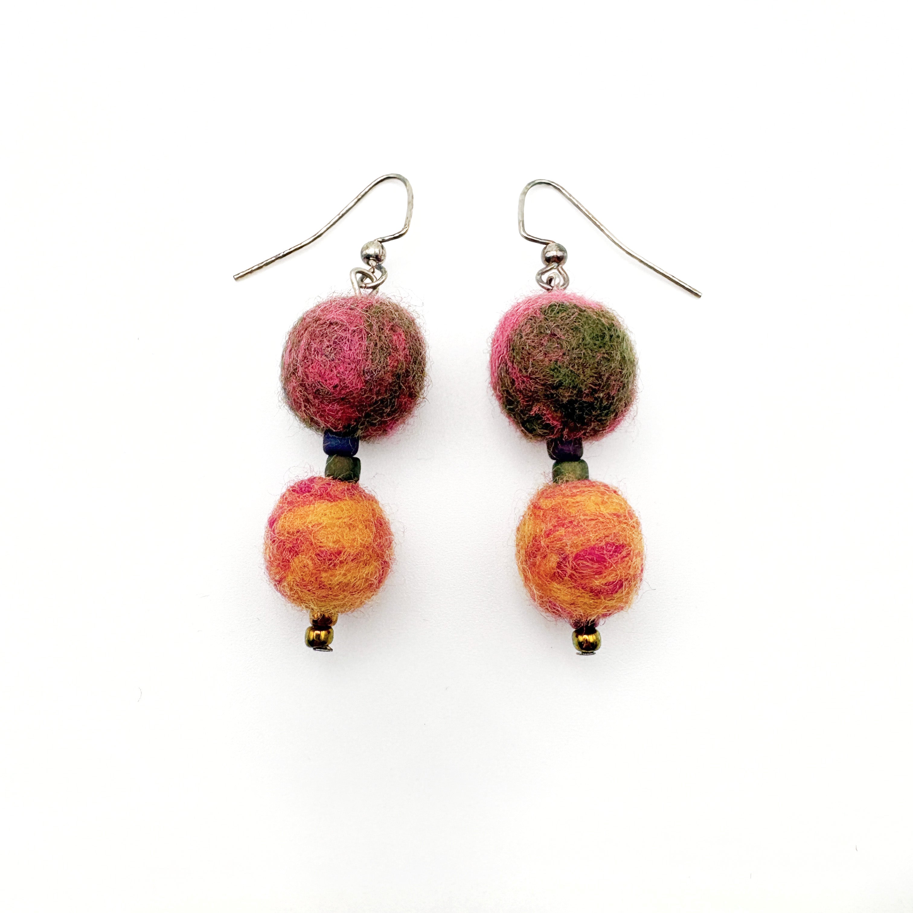 Fuzzy Ball Earrings #10 - Pink Moons by Teresa Shields
