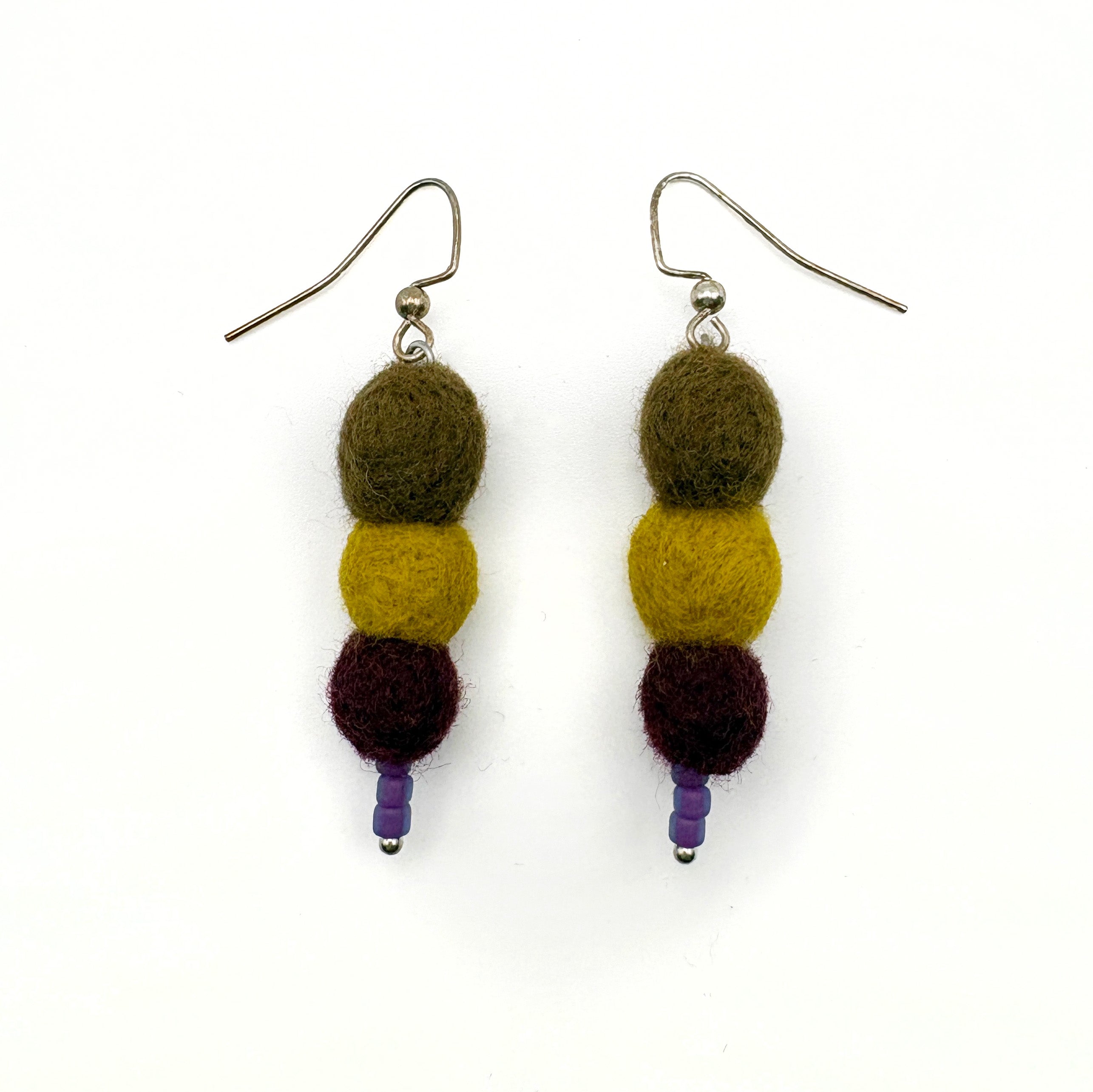 Fuzzy Ball Earrings #11 - Kalamata by Teresa Shields