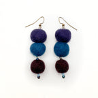 Fuzzy Ball Earrings #6 - Purples and Blues by Teresa Shields