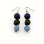 Fuzzy Ball Earrings #7 - Cool Tones by Teresa Shields