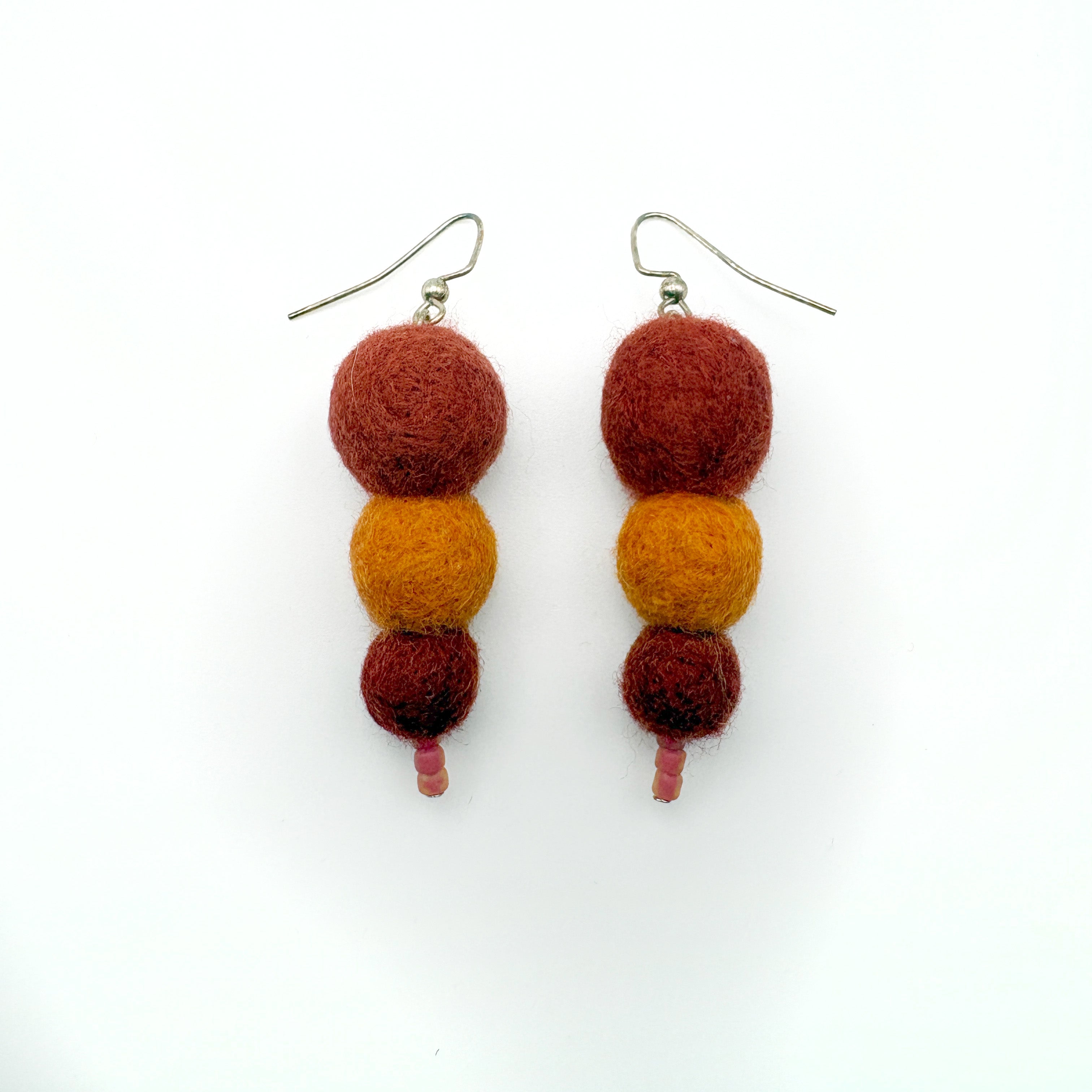 Fuzzy Ball Earrings #9 - Ruby by Teresa Shields