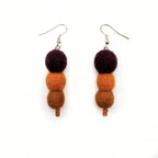 Fuzzy Ball Earrings #2 - Fall Colors by Teresa Shields