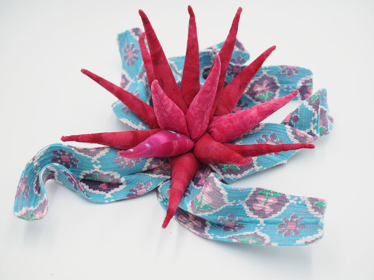 Echinacea wall art Vintage Turquoise & hot pink by Andrea Finch