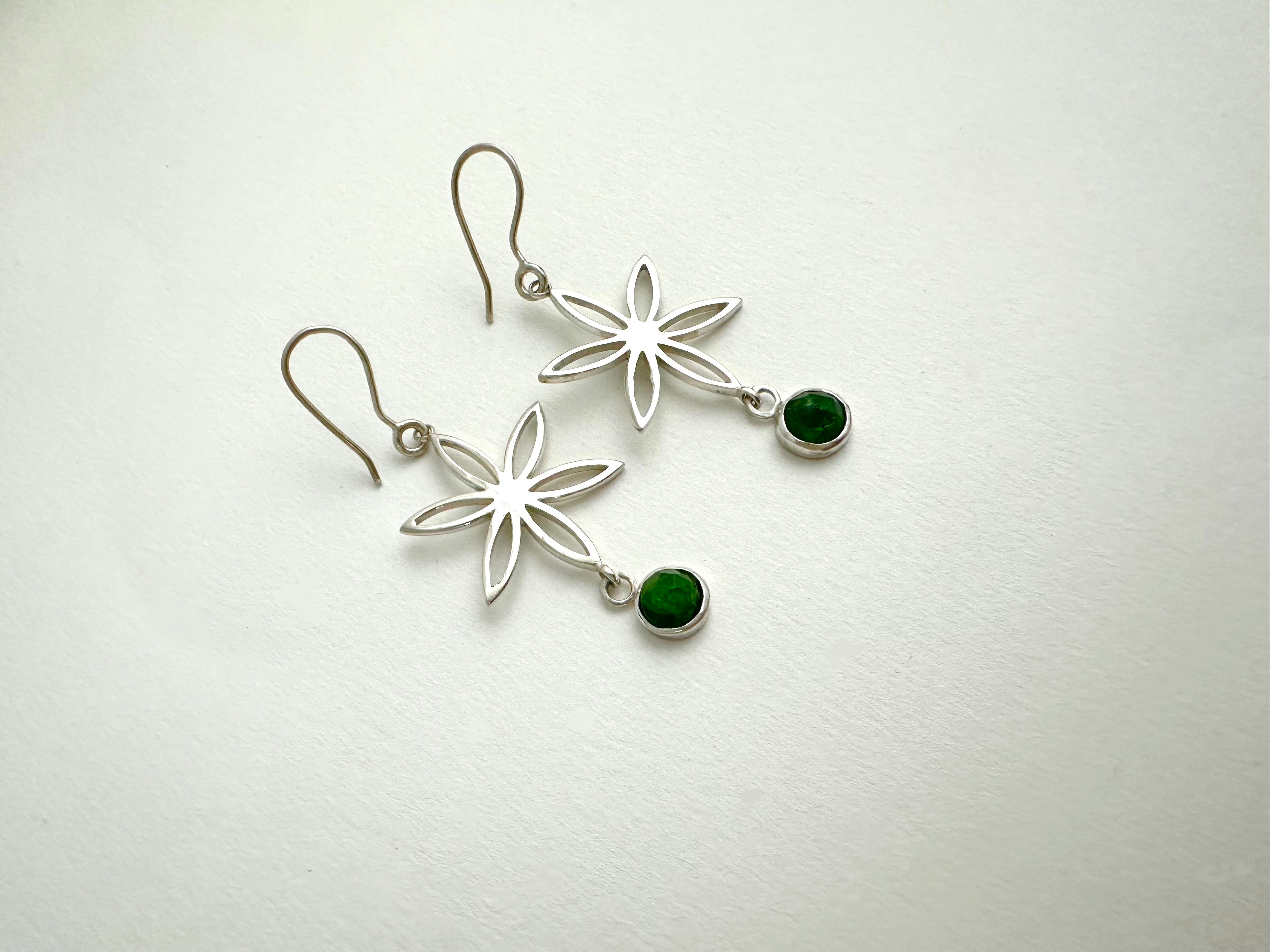 Fluer Hanging Earrings w/ Diopside by Kara Hetz