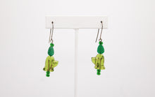 Load image into Gallery viewer, Shadows of Green Earrings - Green Cat Flowers by Jennifer Lipman-Bartel
