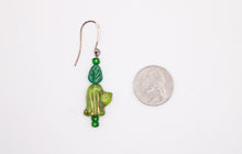 Load image into Gallery viewer, Shadows of Green Earrings - Green Cat Flowers by Jennifer Lipman-Bartel
