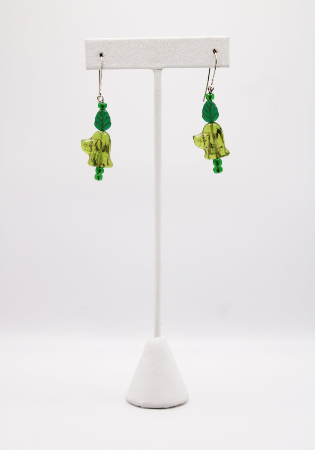 Shadows of Green Earrings - Green Cat Flowers by Jennifer Lipman-Bartel (Copy) (Copy)