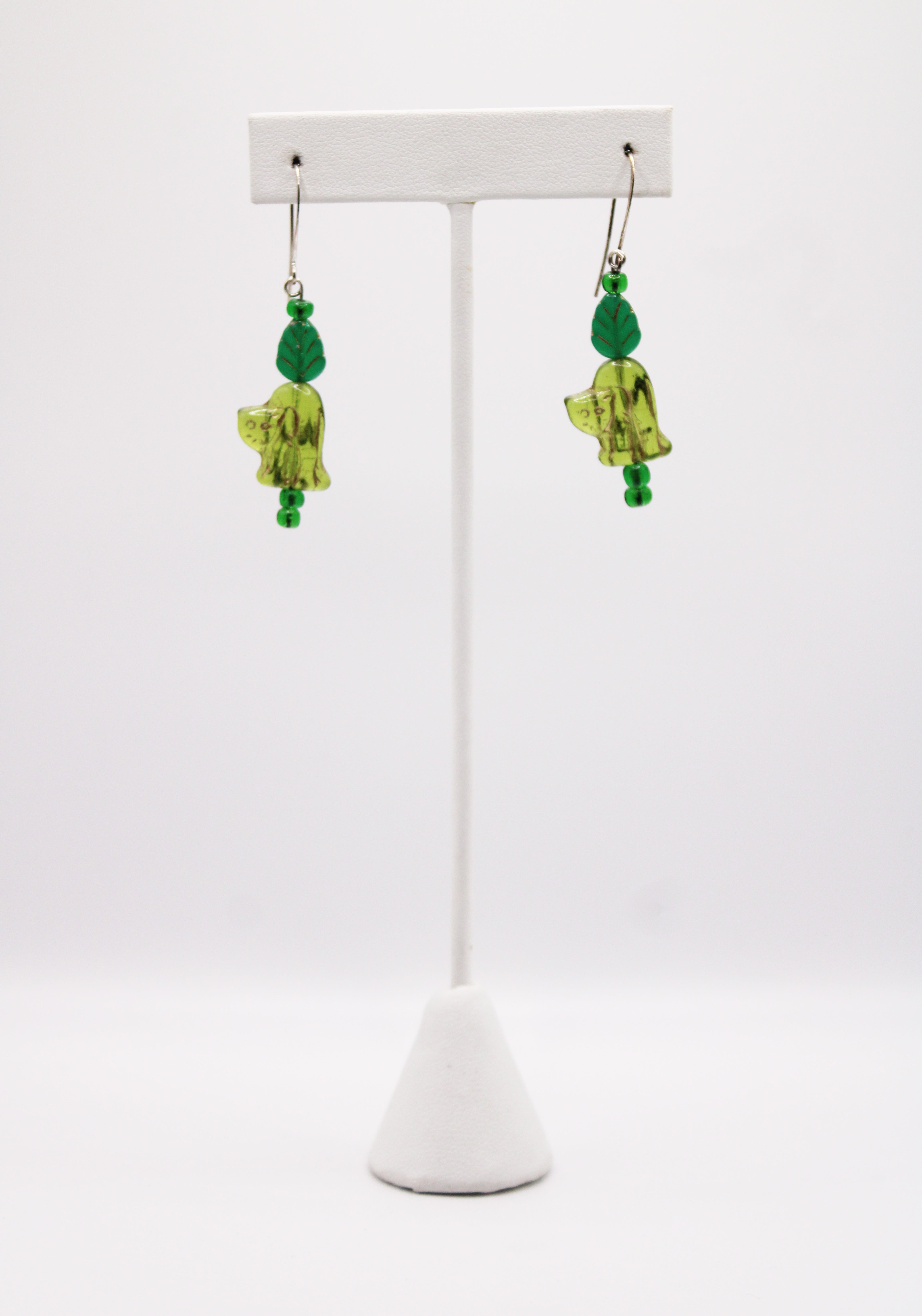 Shadows of Green Earrings - Green Cat Flowers by Jennifer Lipman-Bartel (Copy) (Copy)