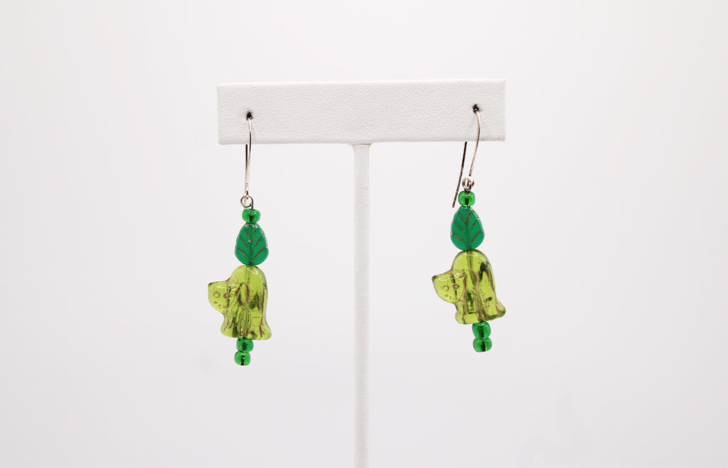 Shadows of Green Earrings - Green Cat Flowers by Jennifer Lipman-Bartel (Copy) (Copy)