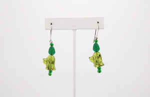 Shadows of Green Earrings - Green Cat Flowers by Jennifer Lipman-Bartel (Copy) (Copy)