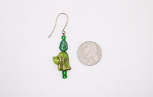 Load image into Gallery viewer, Shadows of Green Earrings - Green Cat Flowers by Jennifer Lipman-Bartel (Copy) (Copy)
