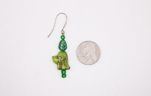 Shadows of Green Earrings - Green Cat Flowers by Jennifer Lipman-Bartel (Copy) (Copy)