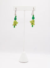 Load image into Gallery viewer, Shadows of Green Earrings - Green Cat Flowers by Jennifer Lipman-Bartel
