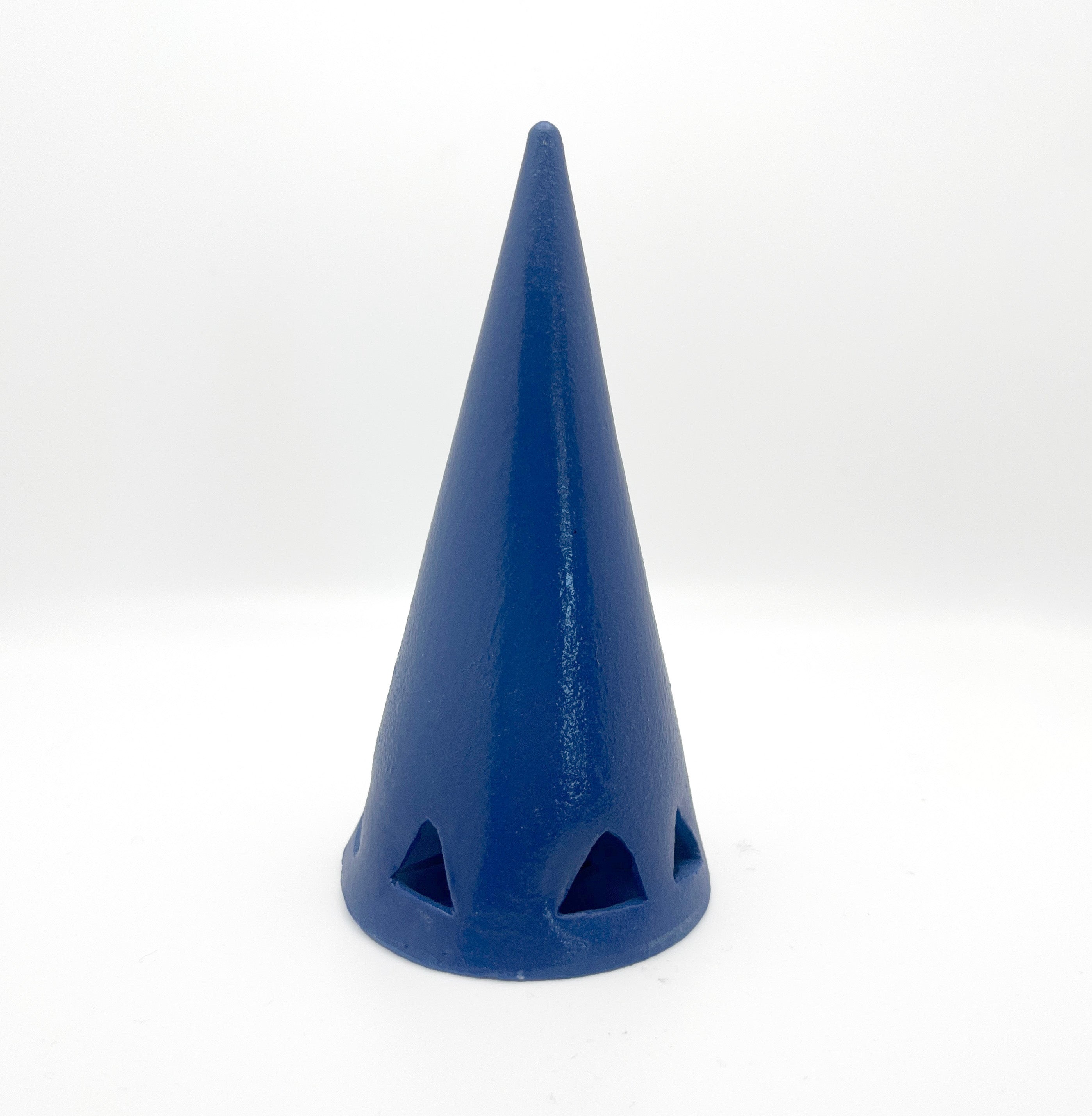 Blue cone - circle base, triangle cut outs by Lynne Berman