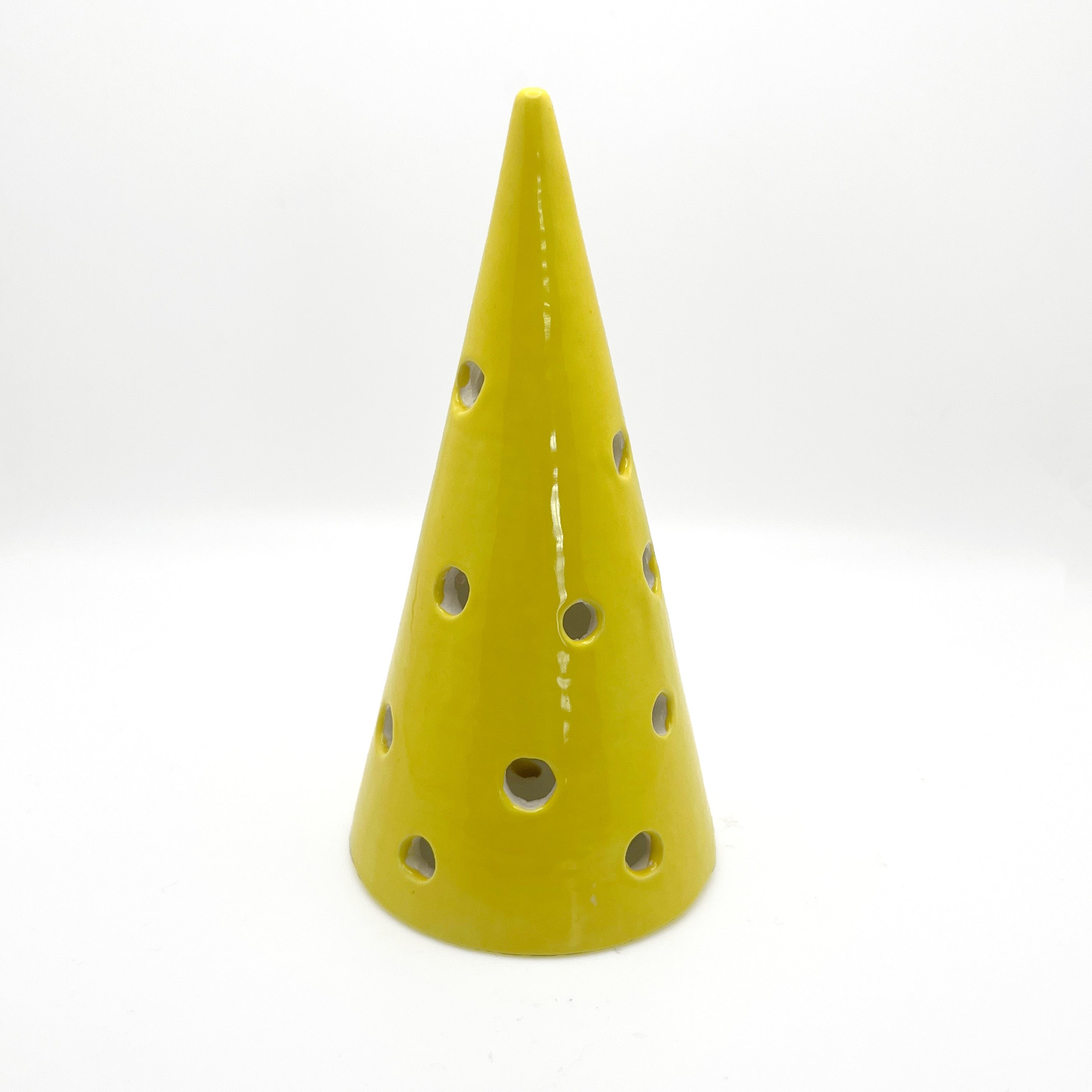Yellow cone - circle base, circle cut outs by Lynne Berman