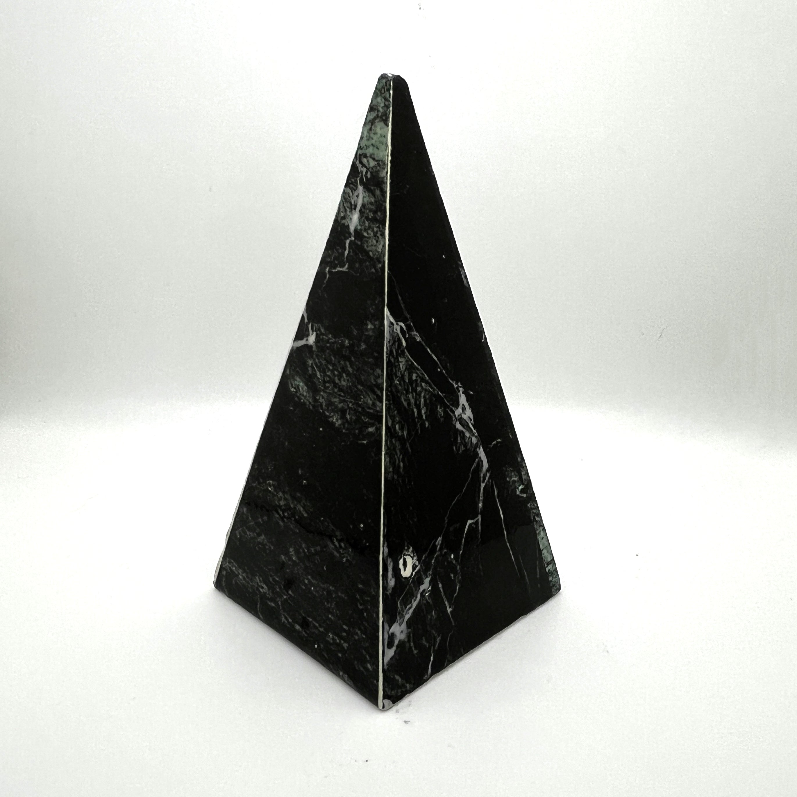 Marble cone - square base, black by Lynne Berman