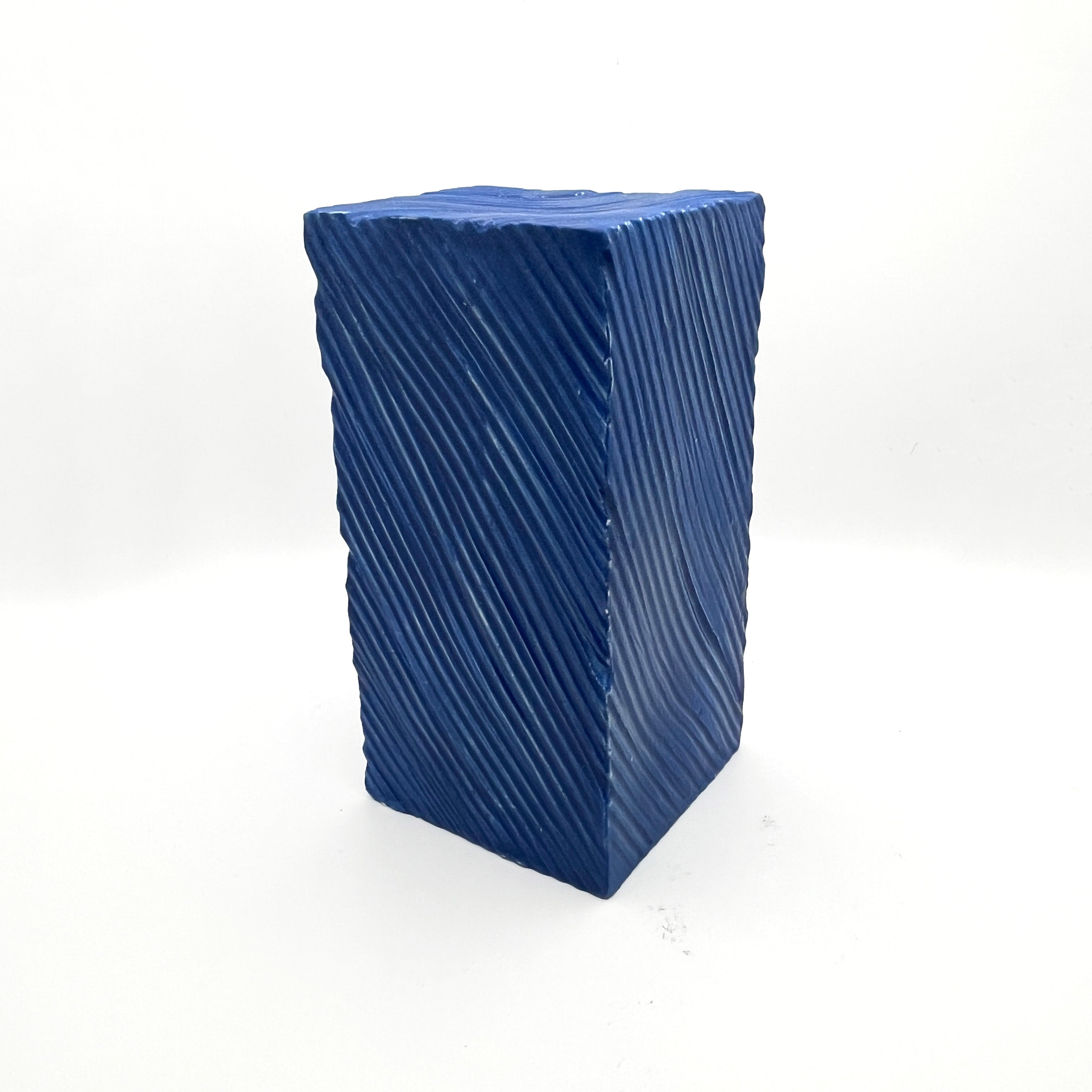 Blue Rectangle, striped carvings by Lynne Berman