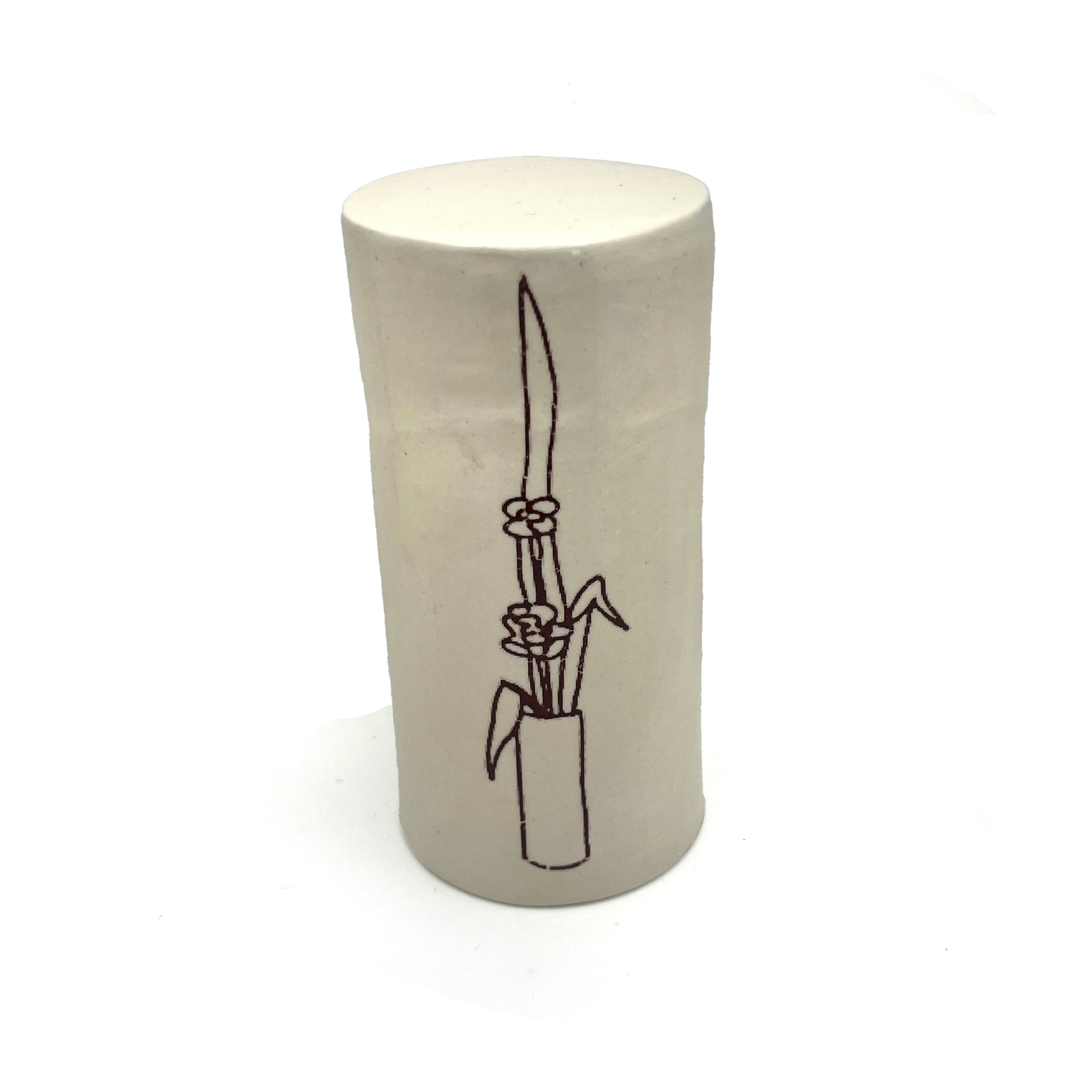White Cylinder, plant decal by Lynne Berman