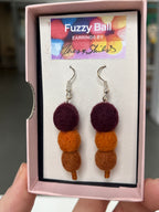 Fuzzy Ball Earrings #2 - Fall Colors by Teresa Shields