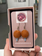 Fuzzy Ball Earrings #4 - Tangerine by Teresa Shields