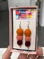 Fuzzy Ball Earrings #5 - Sunset by Teresa Shields