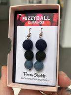 Fuzzy Ball Earrings #7 - Cool Tones by Teresa Shields