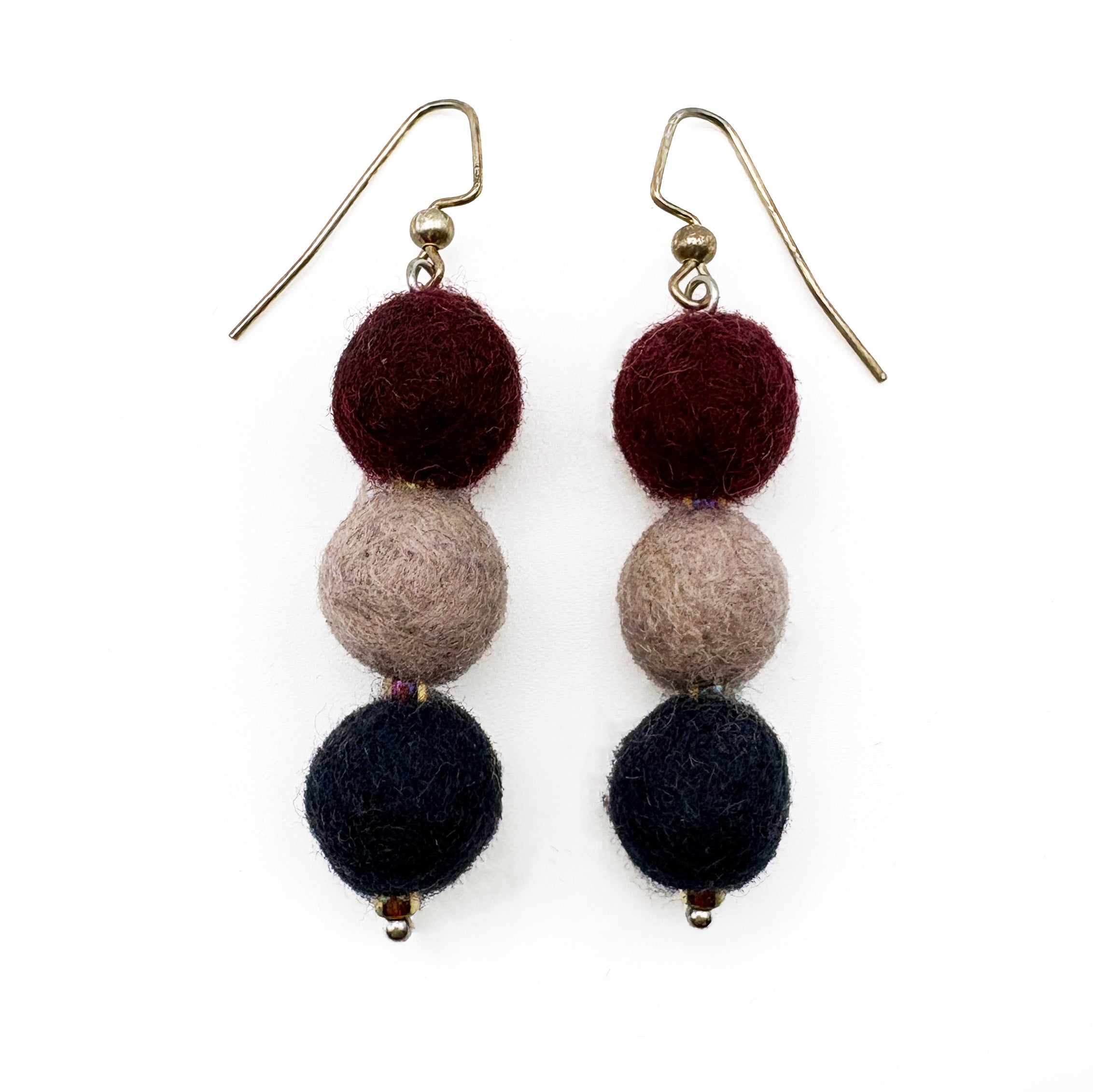 Fuzzy Ball Earrings #15 - Jam by Teresa Shields