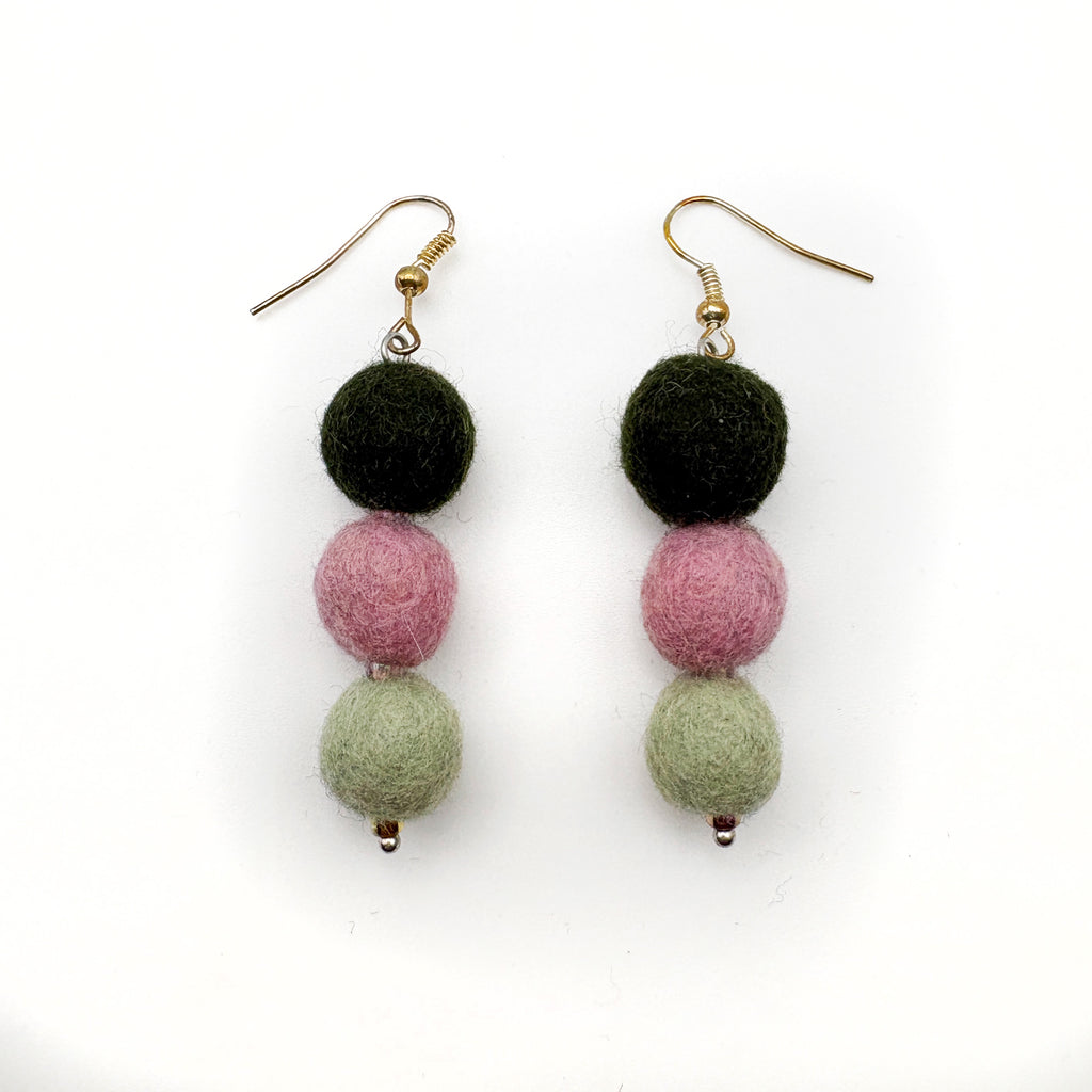 Fuzzy Ball Earrings #12 - Winter Pastels by Teresa Shields